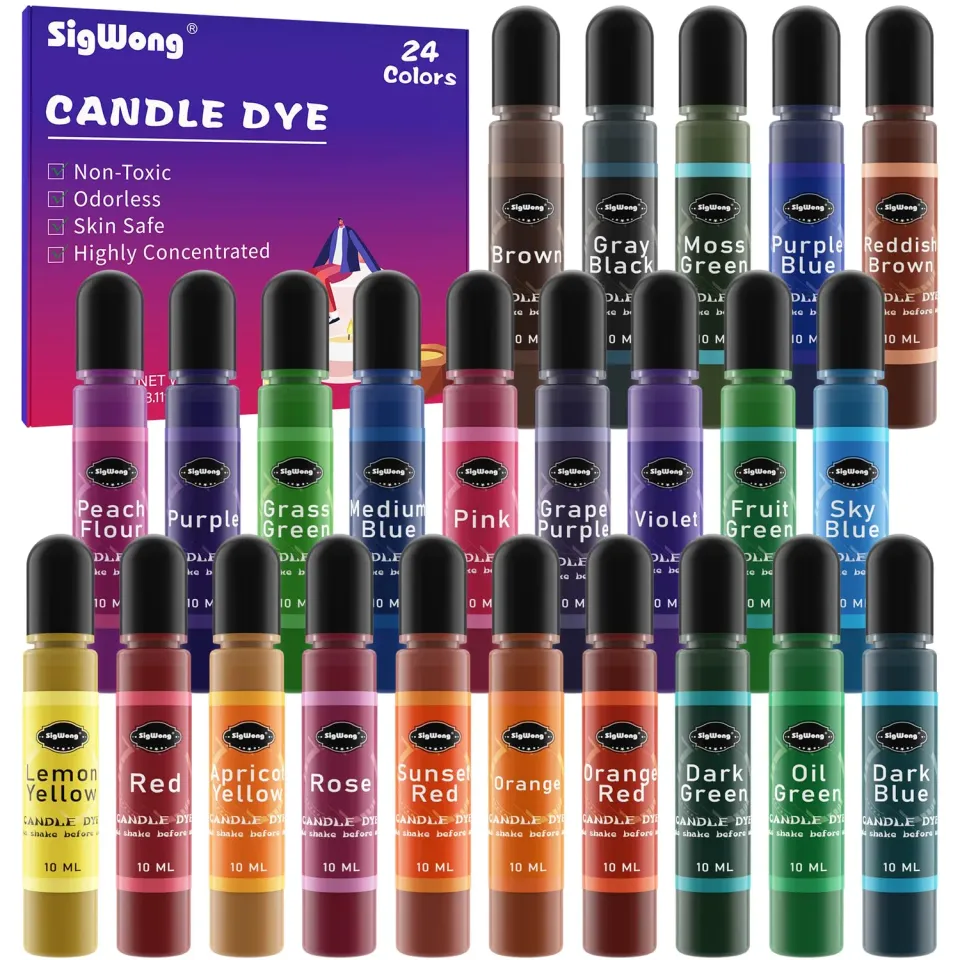 Sigwong tintura liquida per candele 24 colori 10 ml assortiti