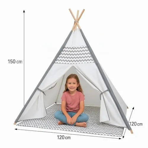 GIODICART tenda teepee bambini 120x120x150 cm zigzag grigia