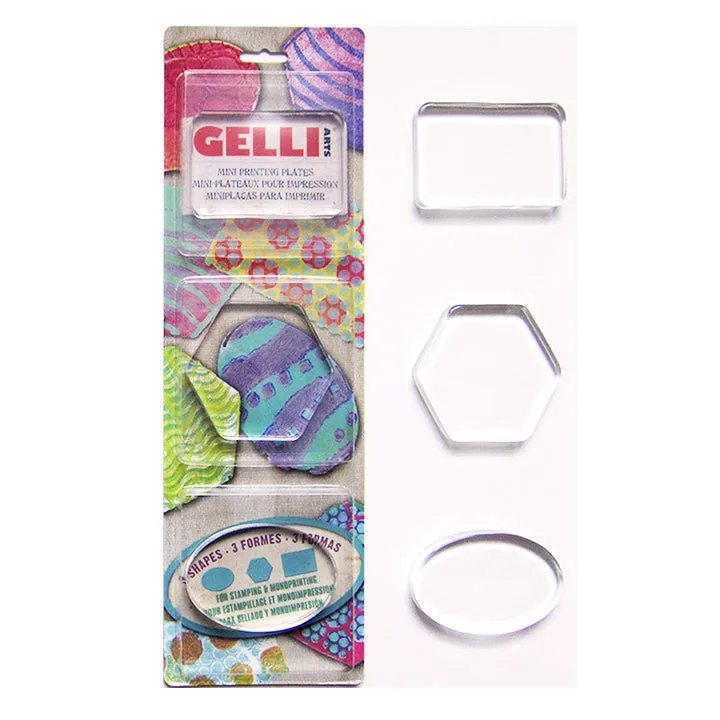 Gelli Arts Minis set 3 lastre gel ovale rettangolo esagono