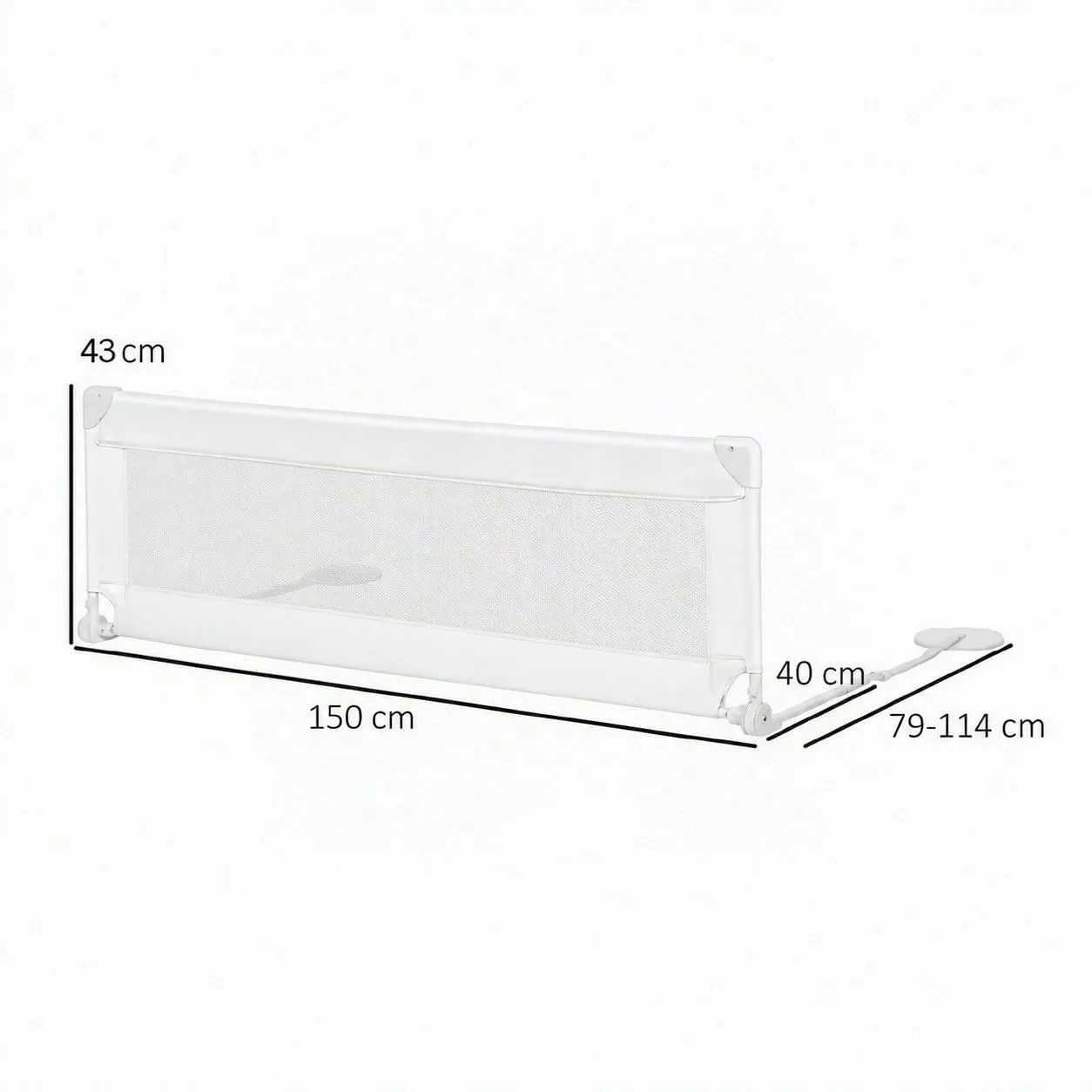 Giodicart Giojoy Sponda Letto Pieghevole Bianca con Borsa