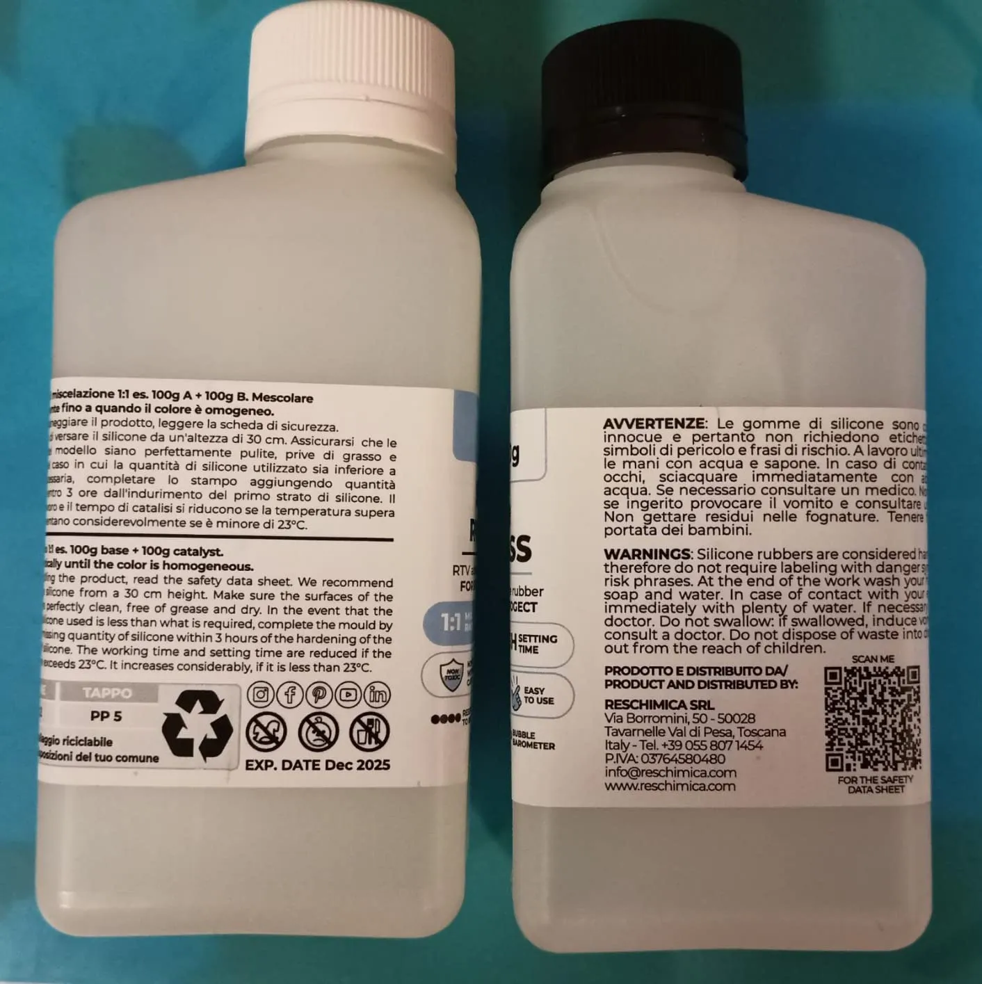 Reschimica R Pro Glass gomma siliconica traslucida 1 kg 12 Shore
