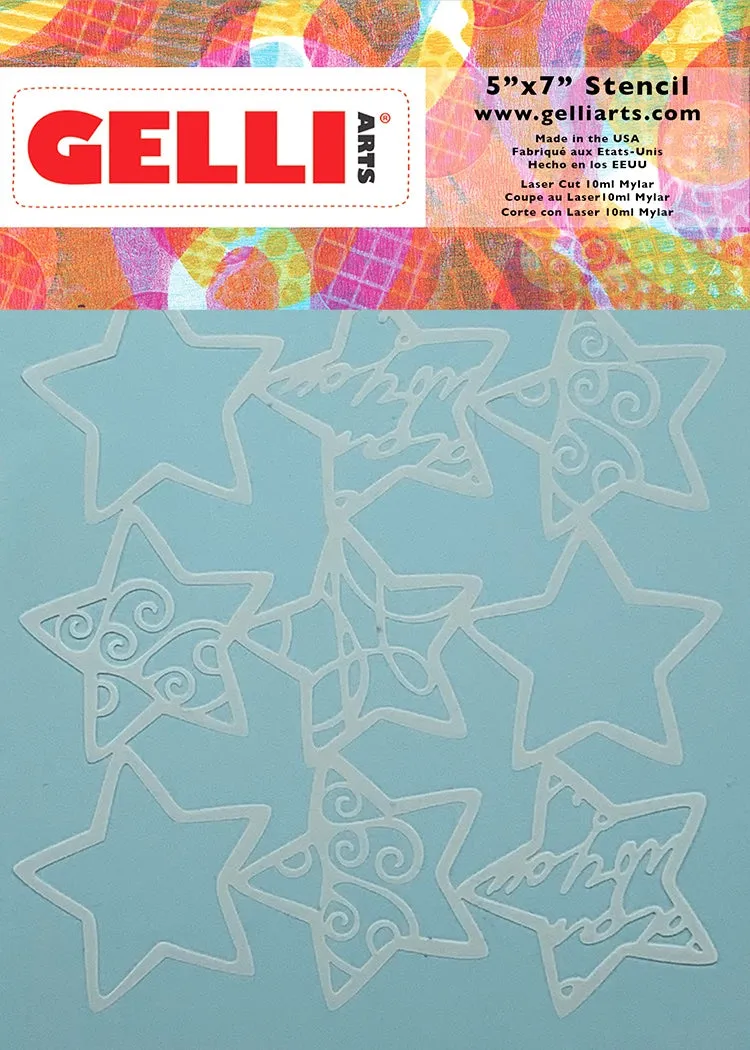 Gelli Arts Holiday Stars stencil natalizio 5x7 Giovanna Zara