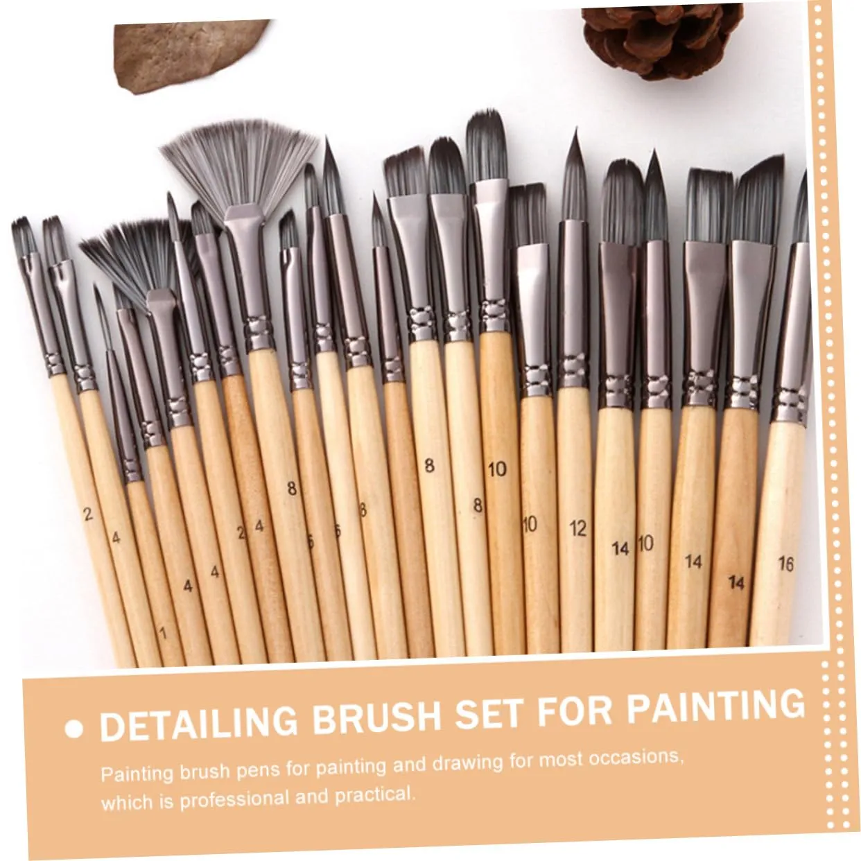 Angoily set 24 pennelli pittura nylon punte assortite
