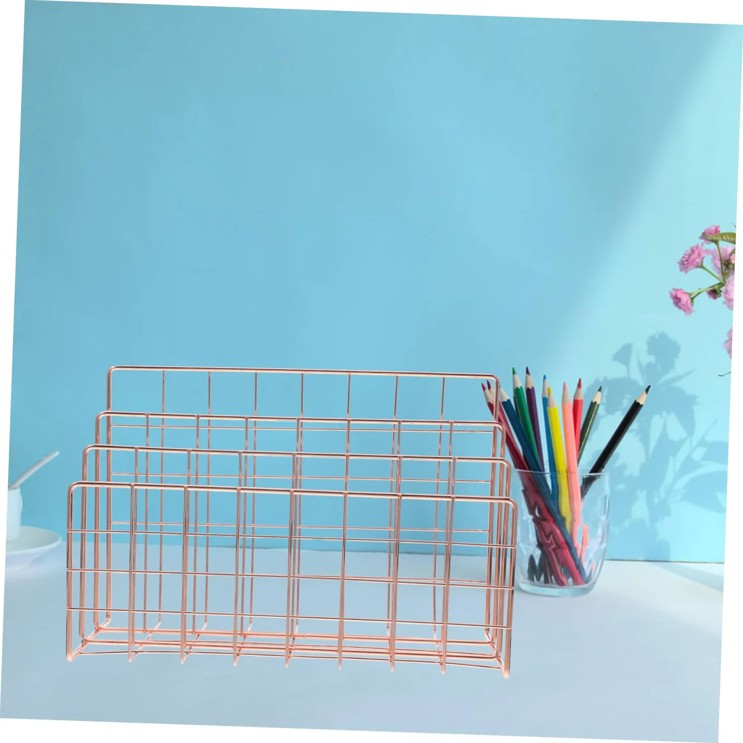 Angoily Portacorrispondenza Ferro Oro Rosa Organizer stabile