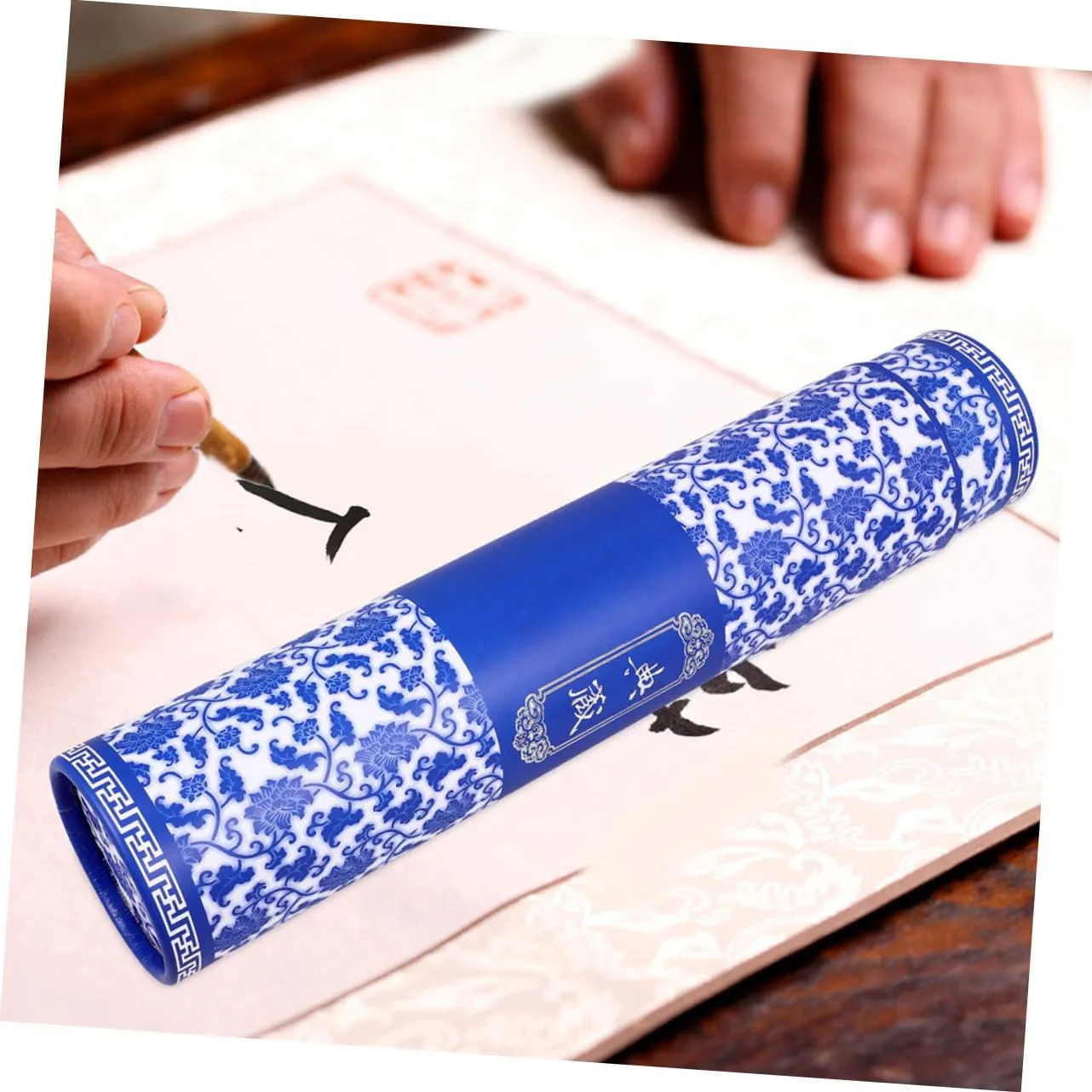 Angoily tubo porta poster blu 2 pezzi decorato