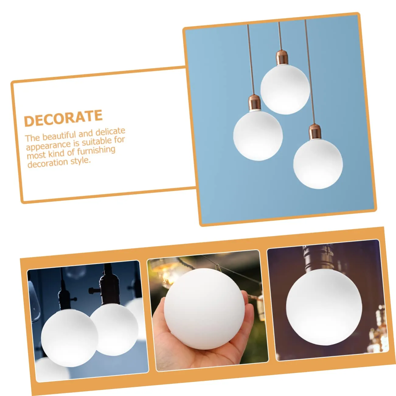 Angoily paralume globo bianco 8 cm acrilico G9