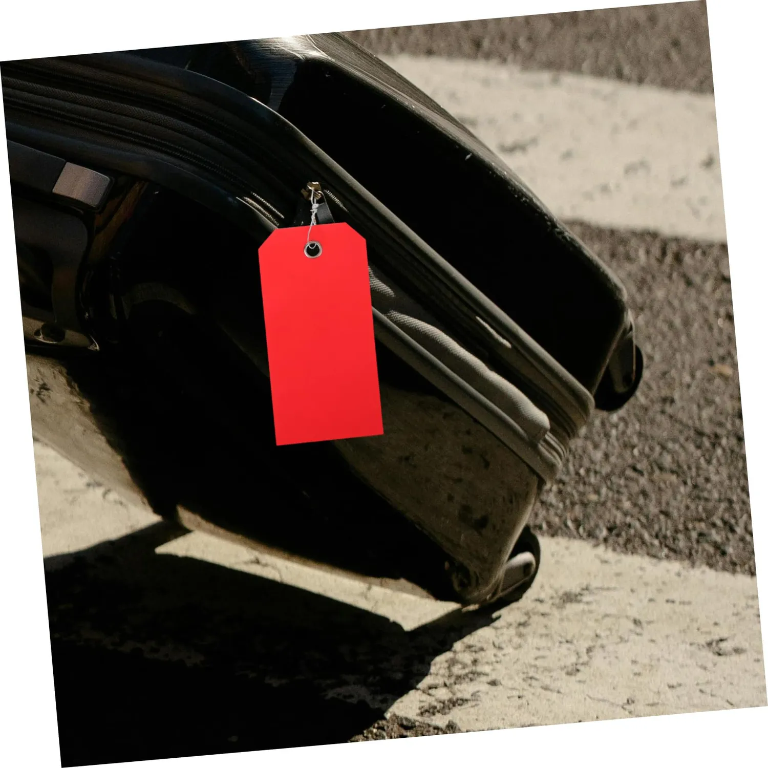 Angoily etichette bagagli plastica rosse 100 pezzi con filo