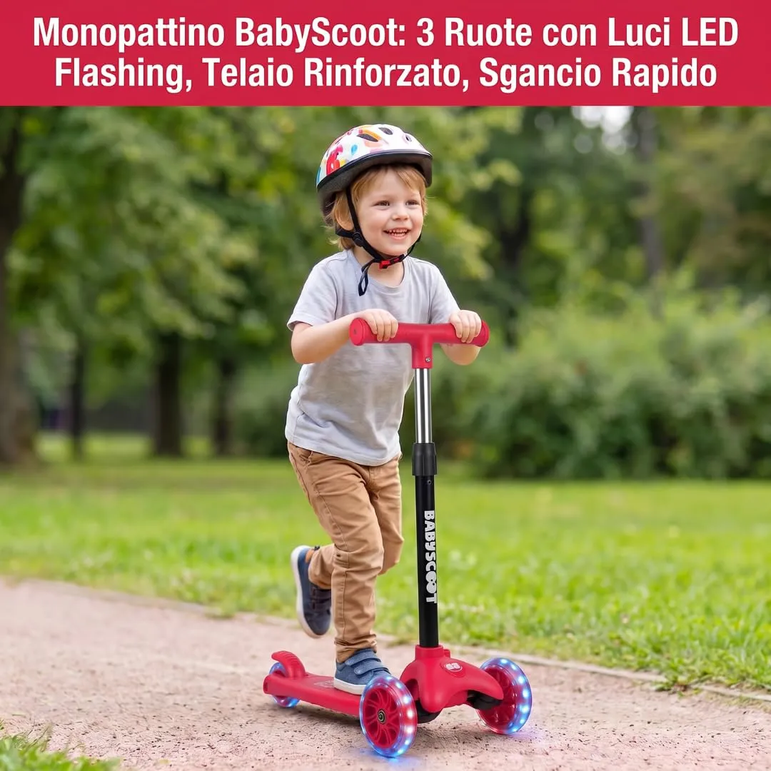 GIODICART BabyScoot monopattino 3 ruote LED multicolore acciaio