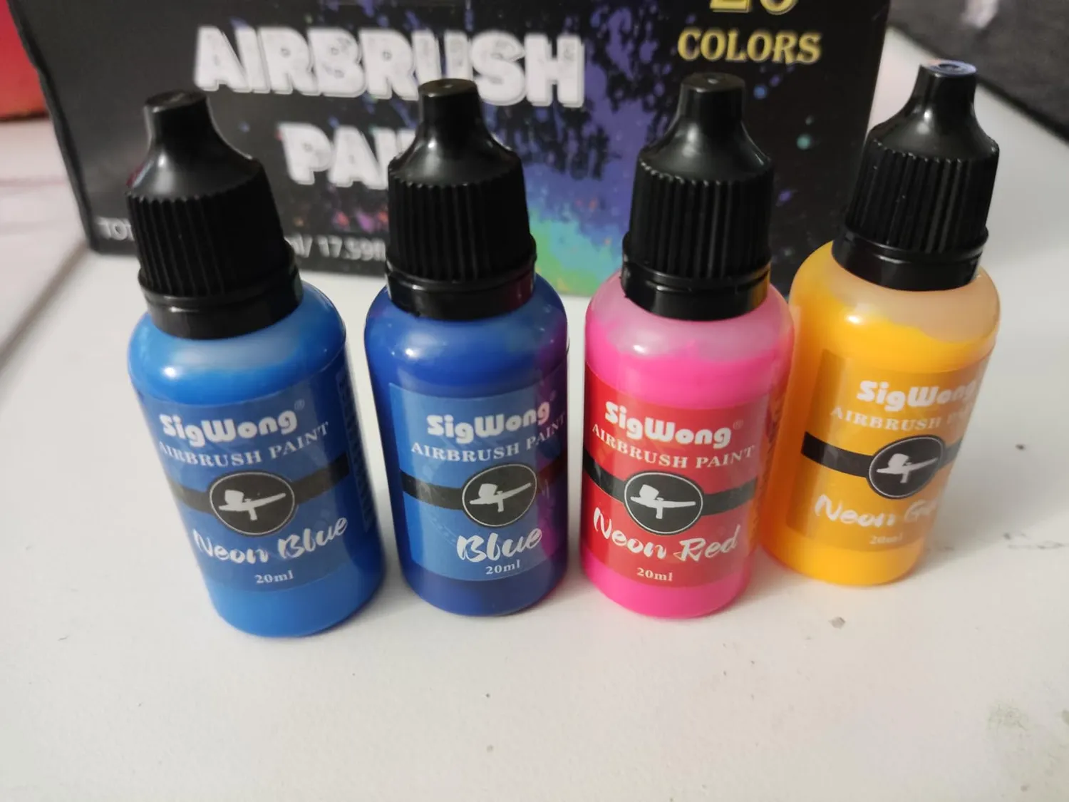 Sigwong Set 26 Colori Acrilici per Aerografo 20ml metallizzati
