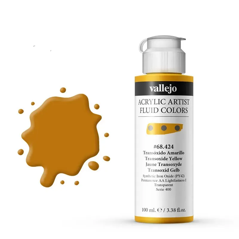 Vallejo Artist Fluid 68424 colore acrilico Transoxide Yellow 100ml coprente