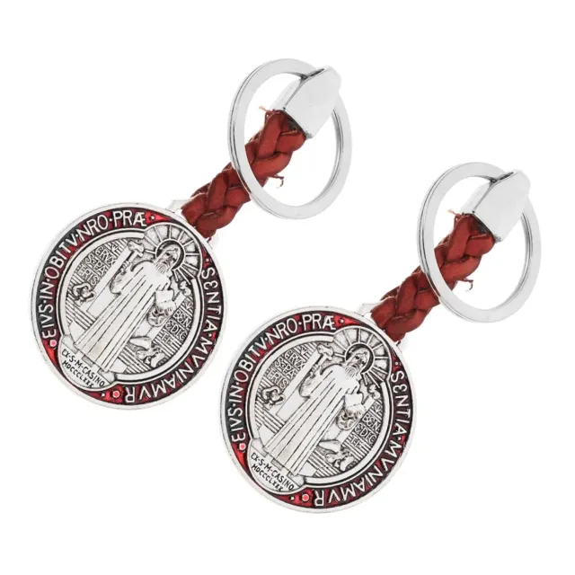 Angoily portachiavi metallo San Benedetto 2 pezzi rosso retrò