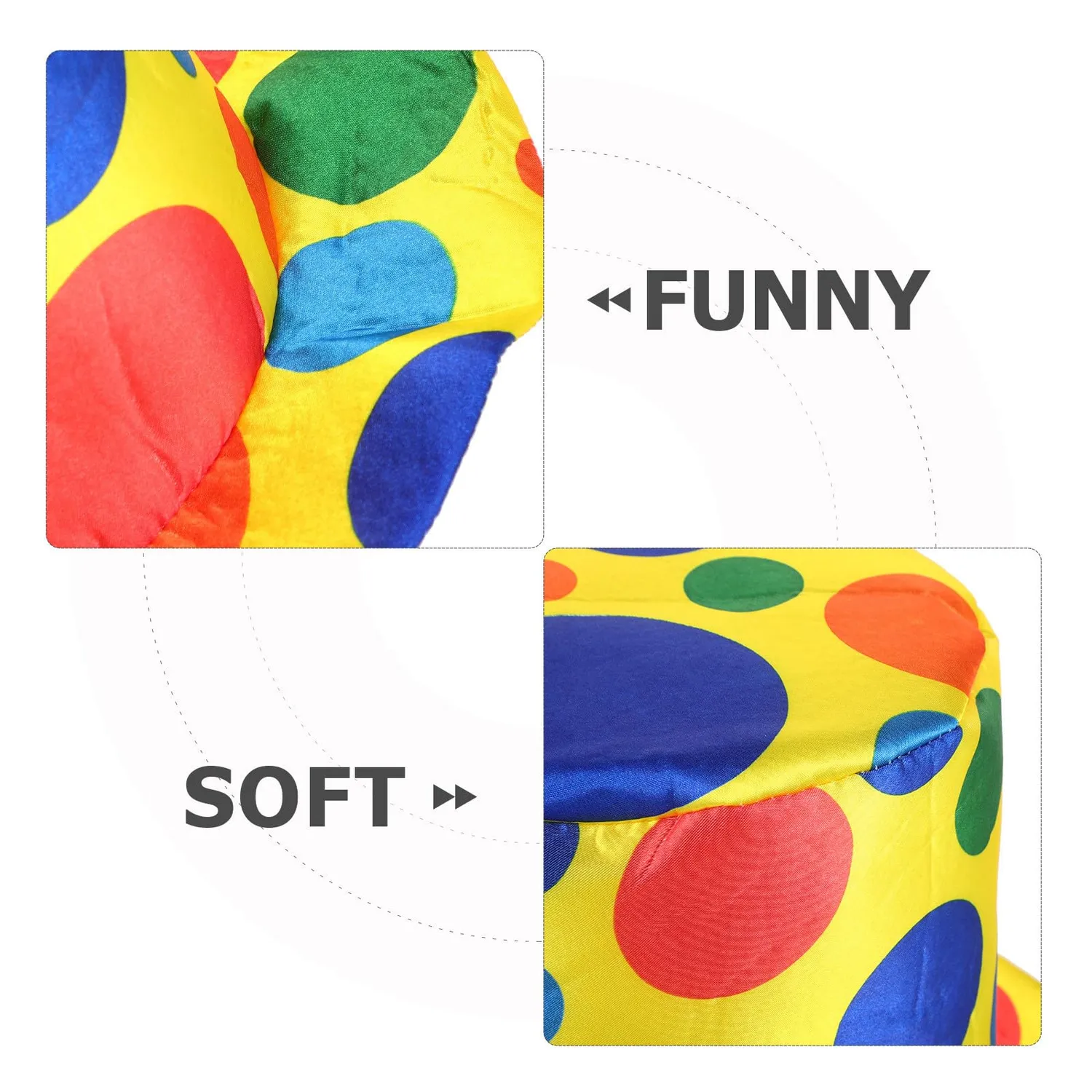 Angoily Cappello Clown Costume Multicolore Tessuto 28cm