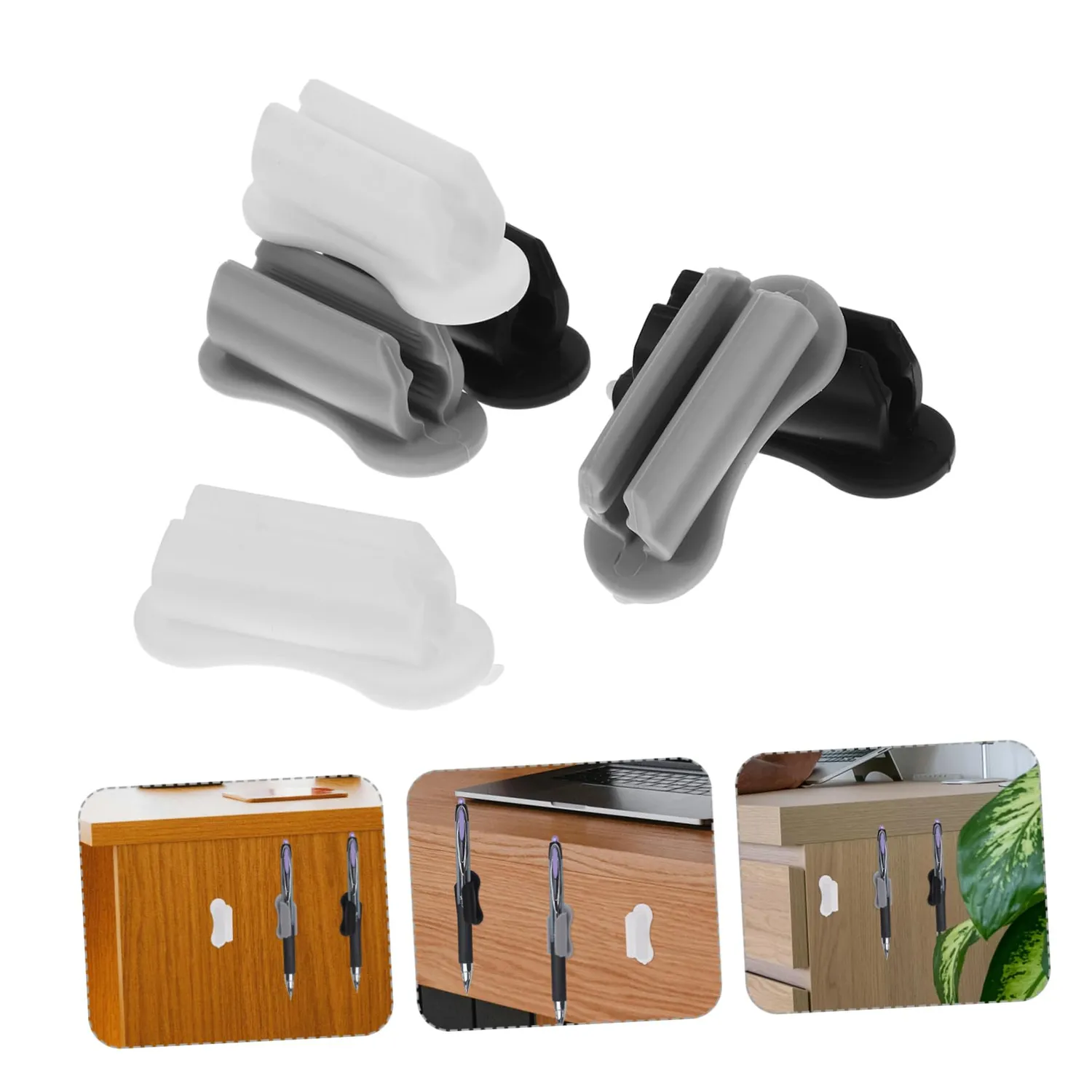 Angoily Doppio Foro portapenne adesivo silicone 6 pezzi