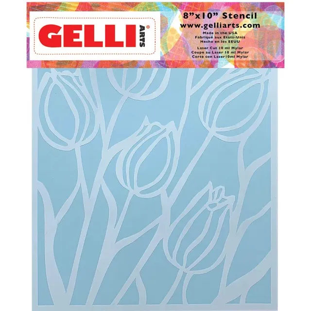 Gelli Arts Tulip 8x10 stencil tulipani primaverili