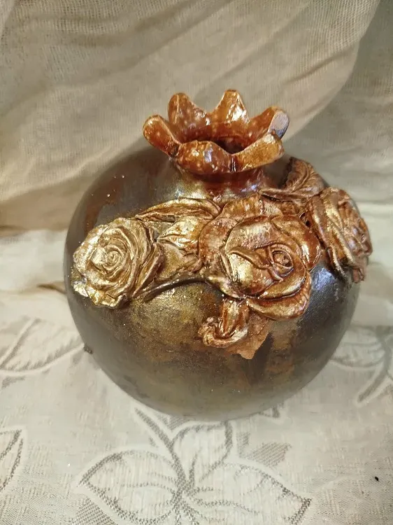 Deco Foam Melograno Ceramica Fatto a Mano 13 cm Chiuso