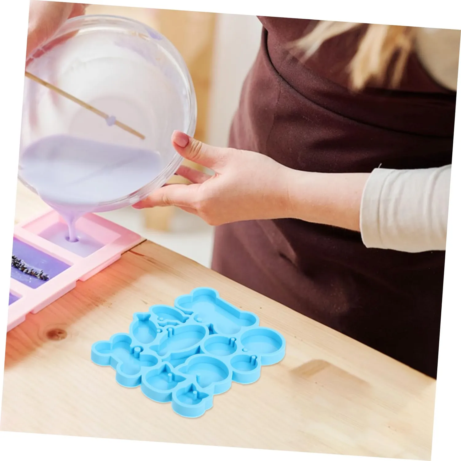 Angoily Stampi Silicone Targhette Cane Resina Forme Blu