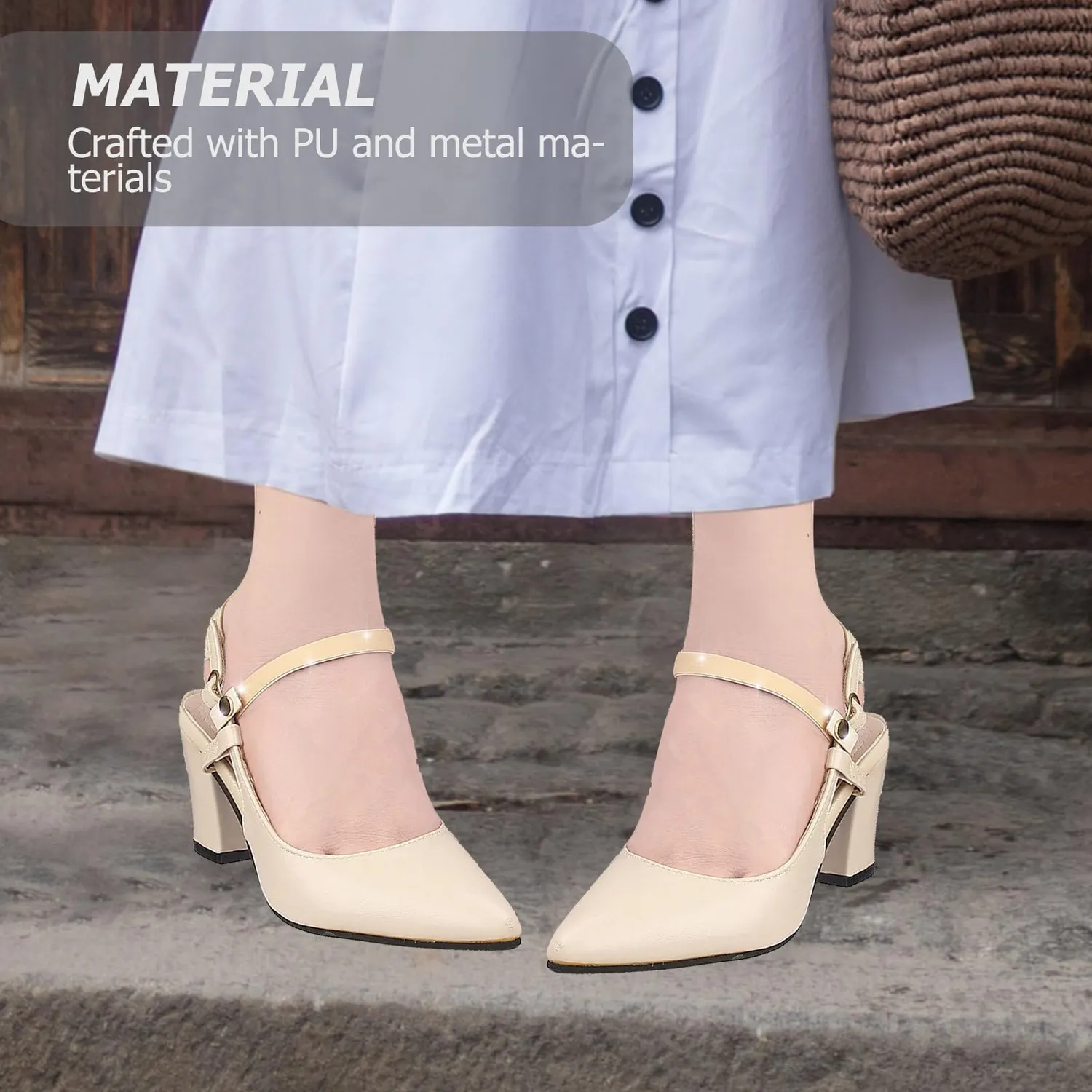 Angoily Cinturino Scarpe Tacchi Beige Regolabile