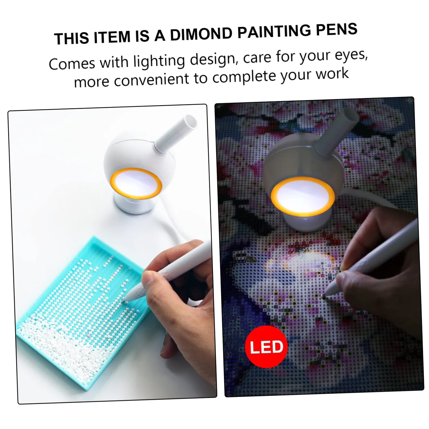 Angoily penna luminosa diamond painting 1 pz con luce strass