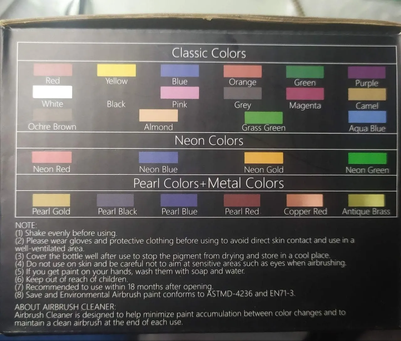 Sigwong Set 26 Colori Acrilici per Aerografo 20ml metallizzati