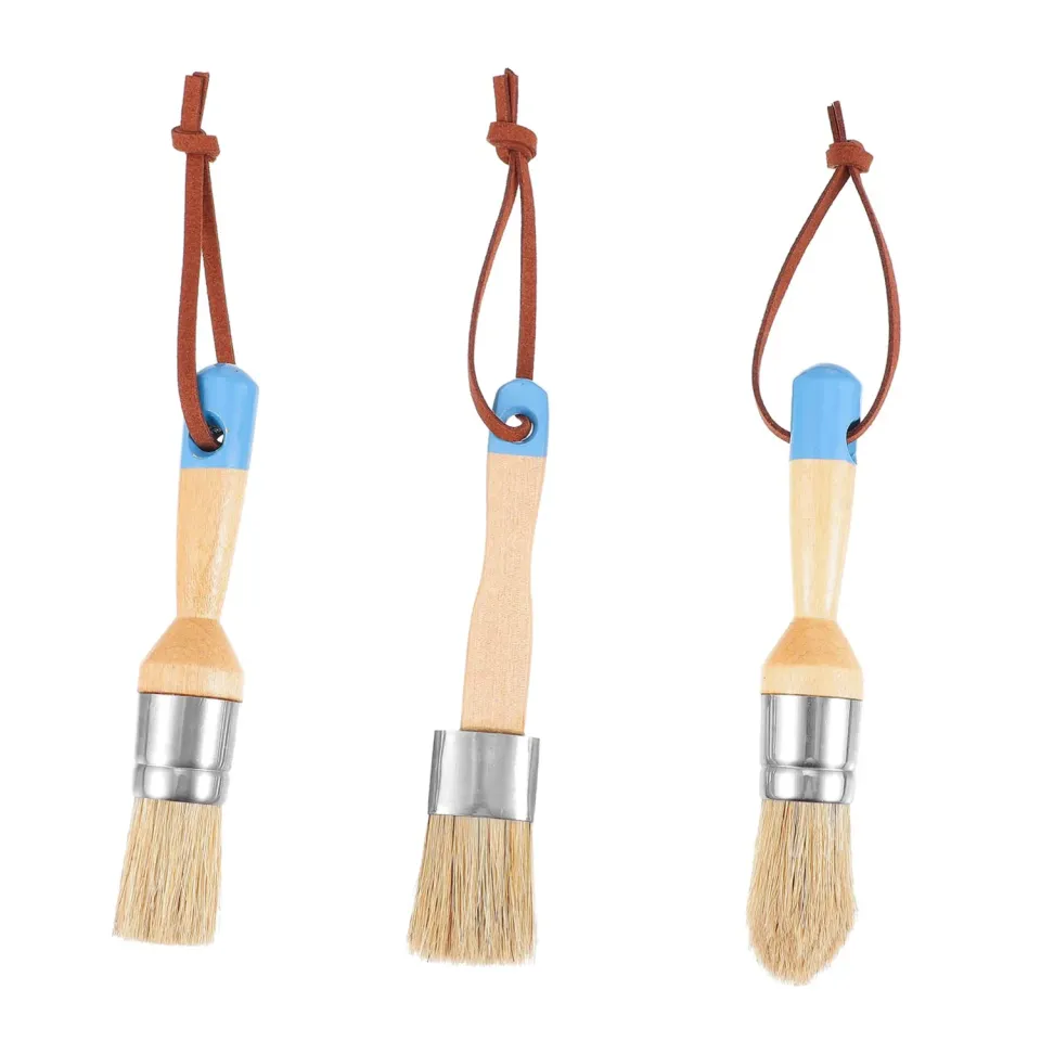 Angoily Pennelli Cera Manico Legno Set 3 Pezzi setola naturale
