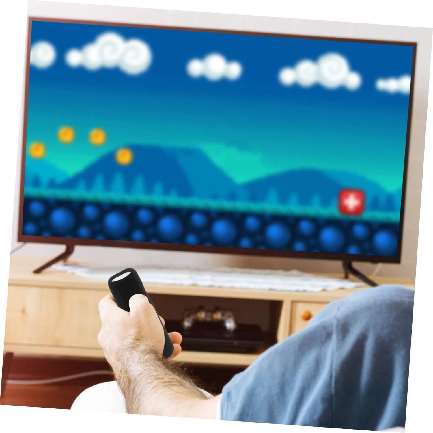 Angoily cover telecomando TV silicone 2 pezzi blu nero