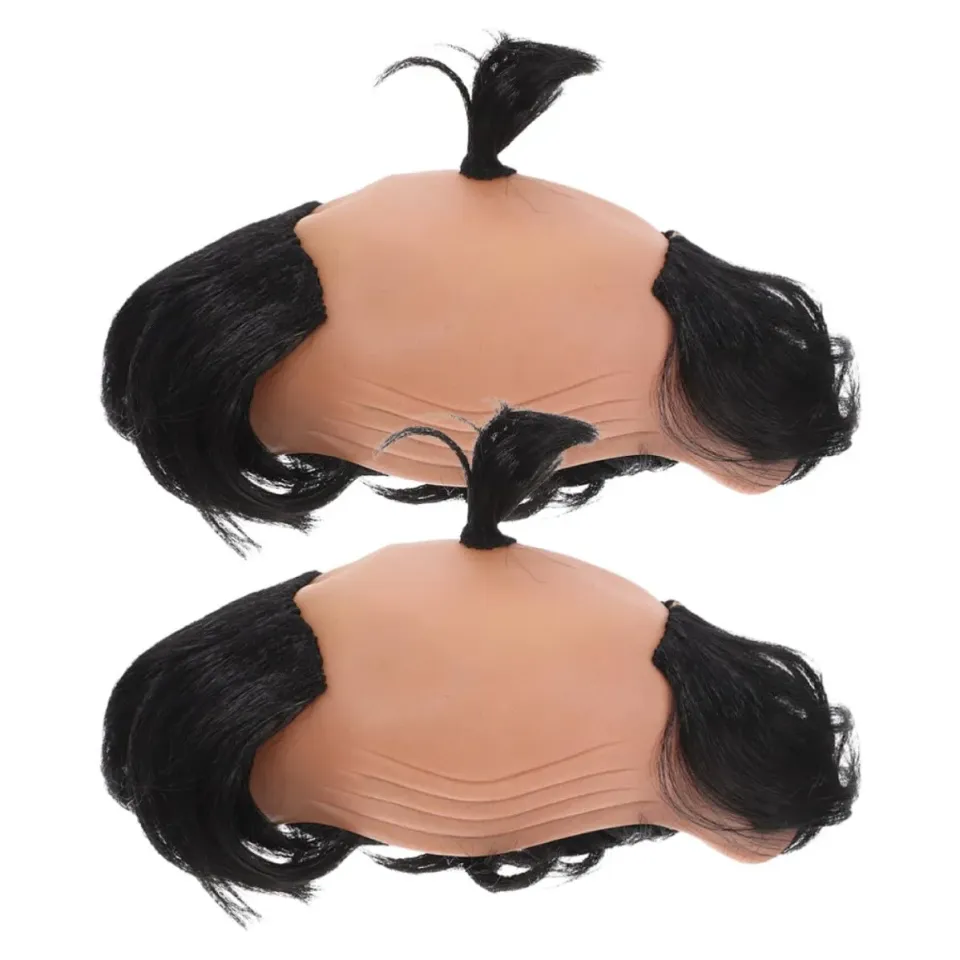 Angoily parrucca samurai calvo uomo 2 pezzi carnevale