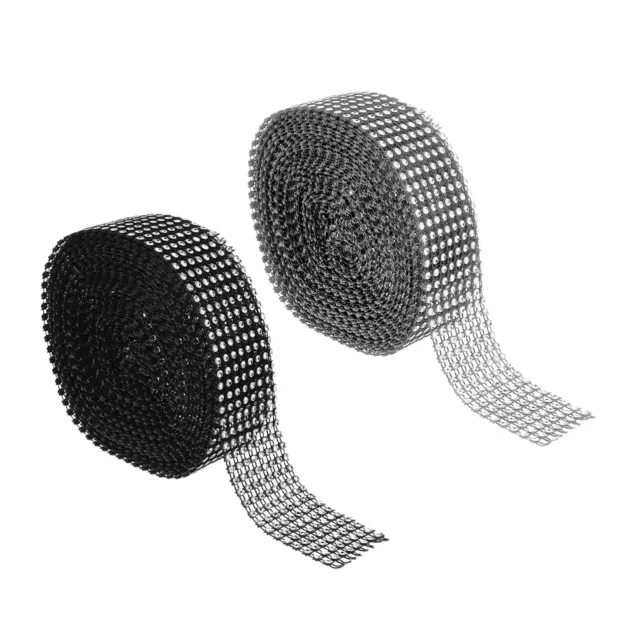 Angoily Nastro Strass Adesivo Argento Nero 2 Rotoli