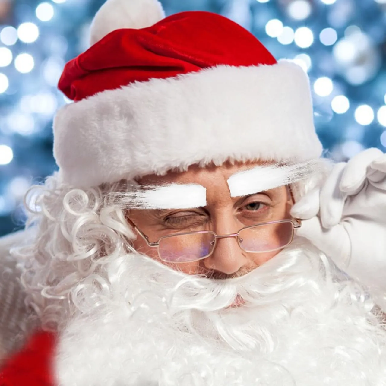 Angoily sopracciglia finte Babbo Natale bianche autoadesive 2 pezzi