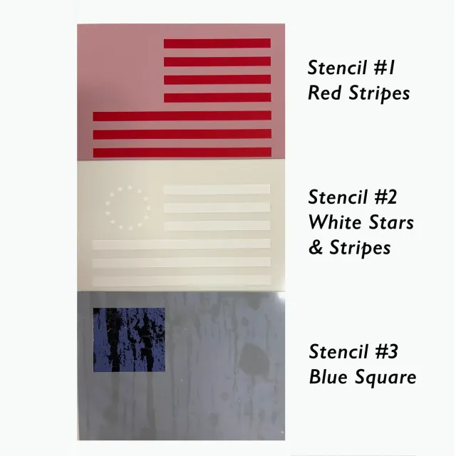 Gelli Arts Betsy Ross stencil bandiera 13x18 3 strati