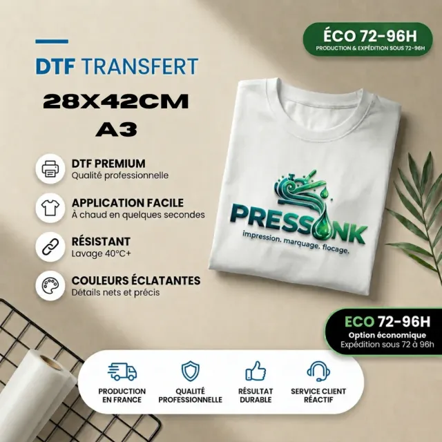 Pressink Transfer DTF A3 28x42cm Foglio Economico 96h