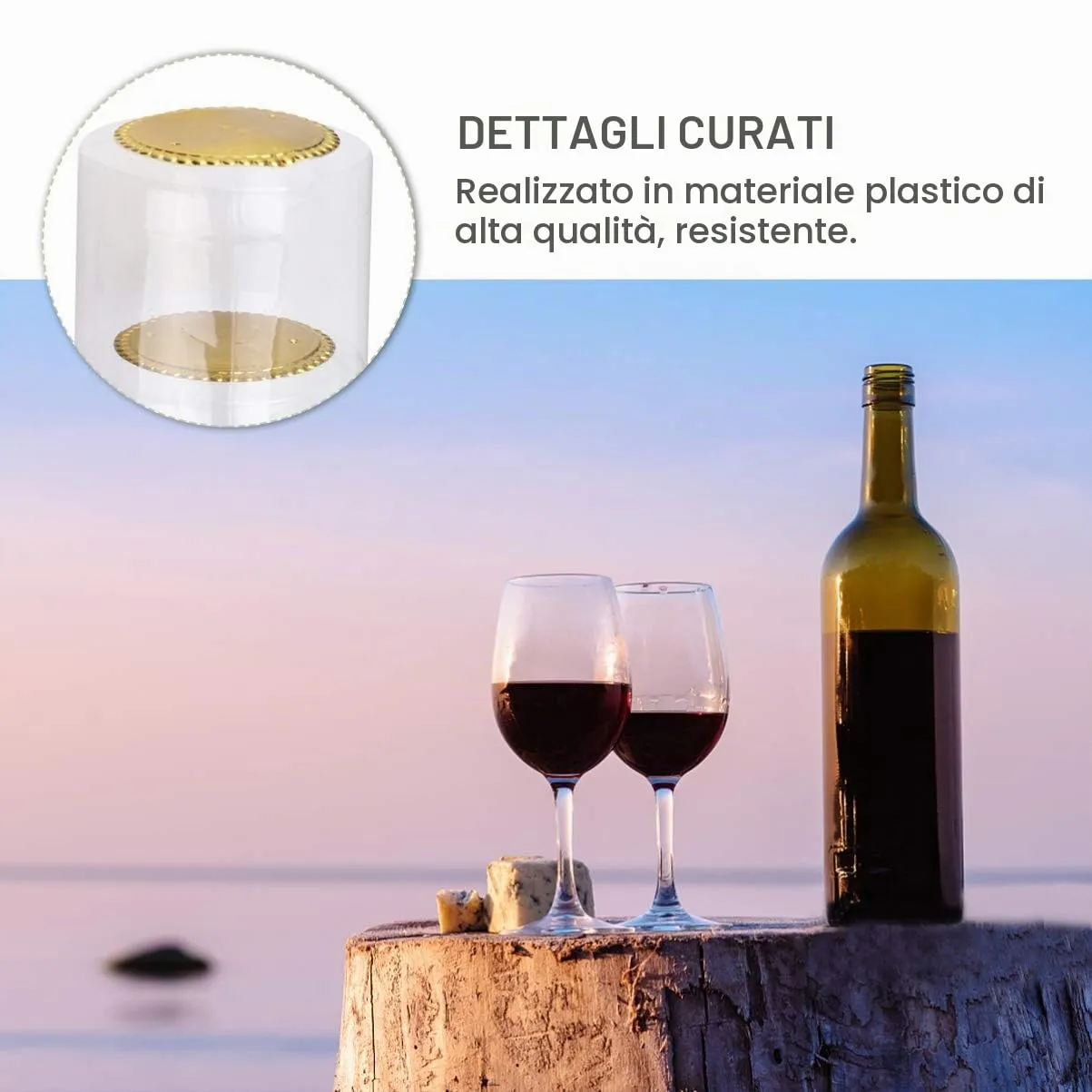 Angoily Capsule Termoretraibili Vino 30 mm 100 Pezzi Trasparenti