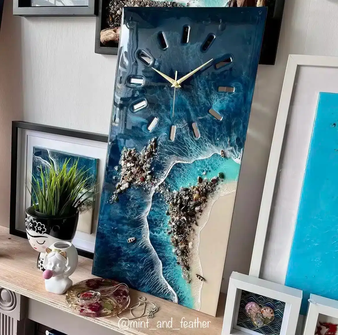 Naturesin Pannello MDF orologio parete 50x28 cm resina