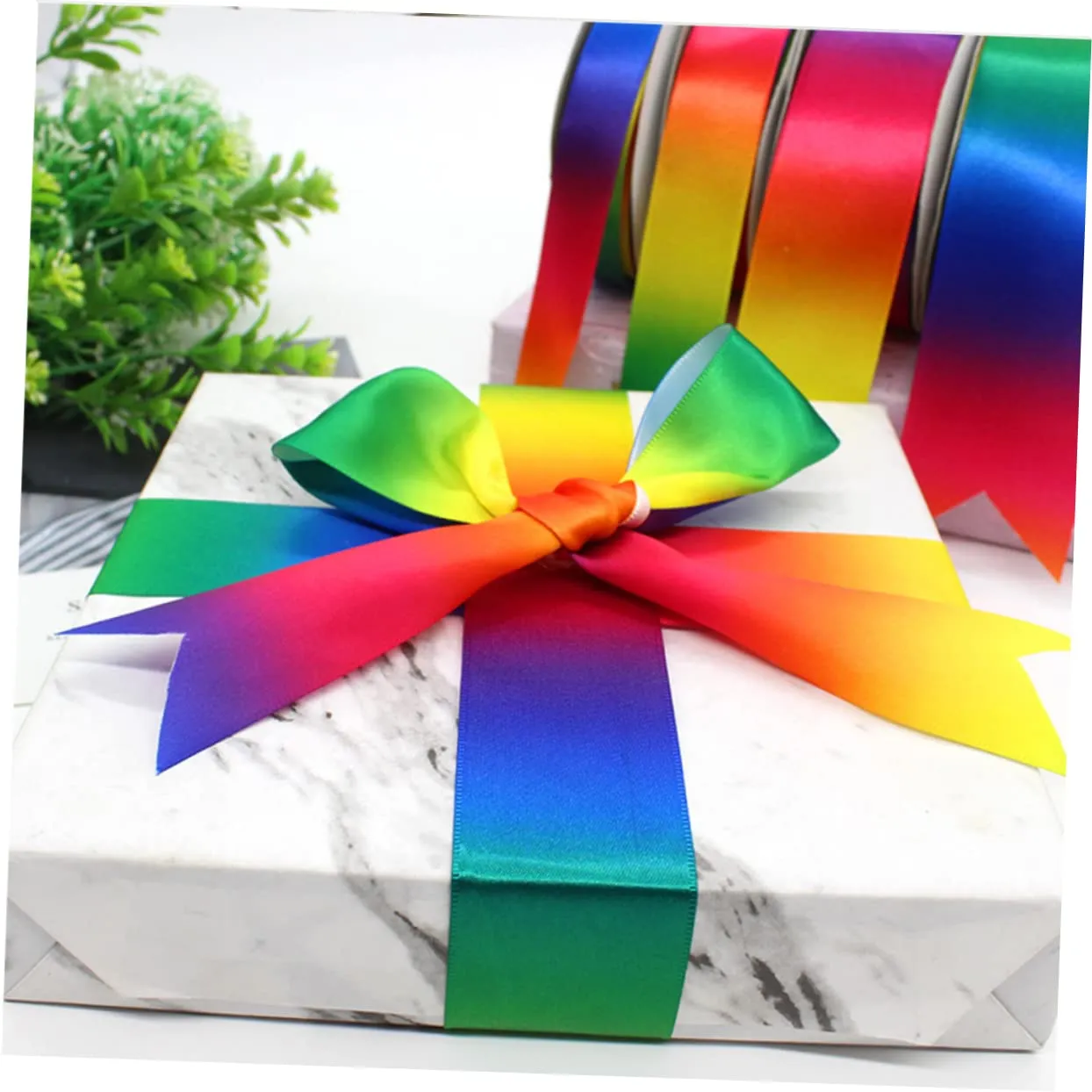 Angoily nastro regalo poliestere arcobaleno 22 m x 2,5 cm