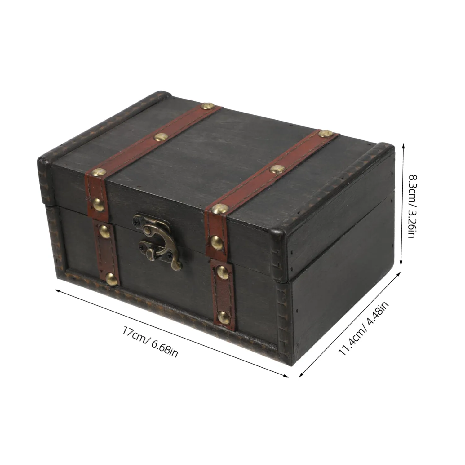 Angoily Scatola Portagioie Legno Vintage Grigio Serratura