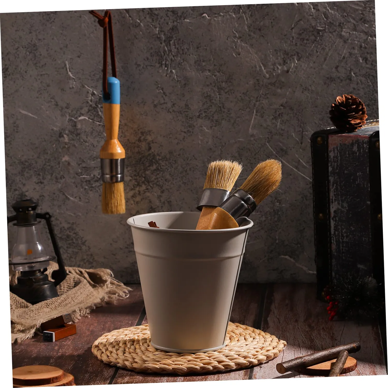 Angoily Pennelli Cera Manico Legno Set 3 Pezzi setola naturale