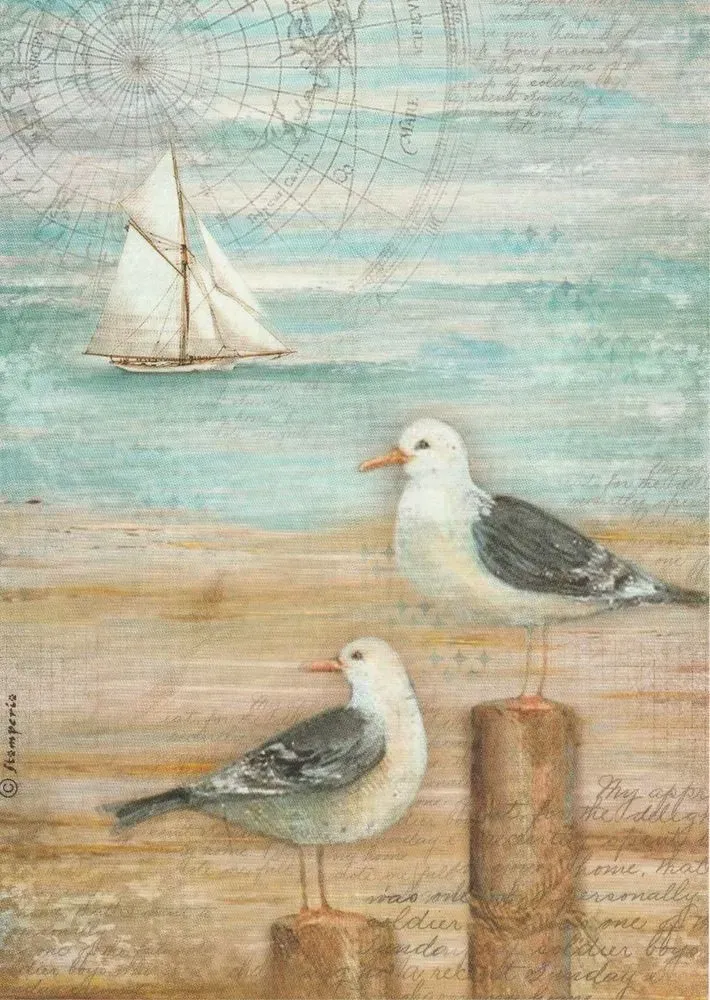 Deco Foam Gabbiani Carta di riso decoupage A4 28 g