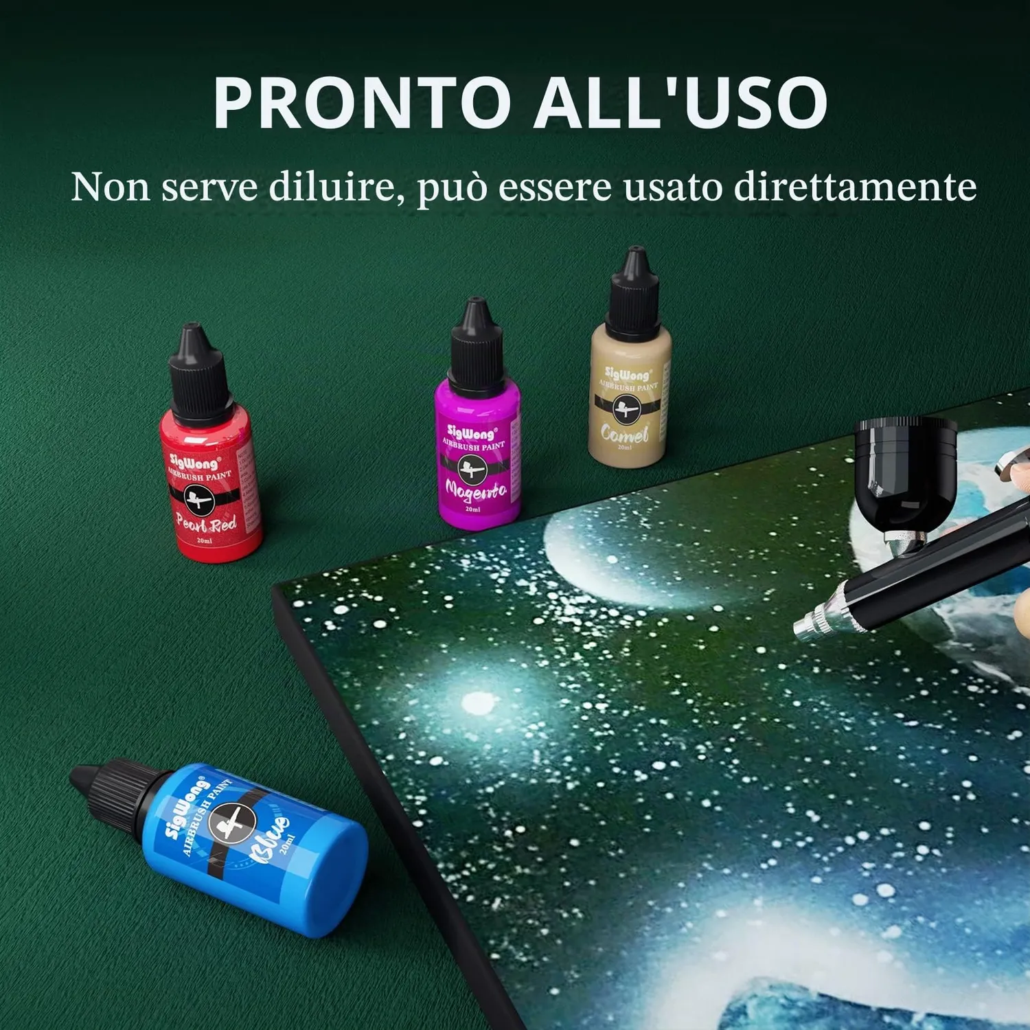 Sigwong Set 26 Colori Acrilici Aerografo 20ml Pronti all'Uso