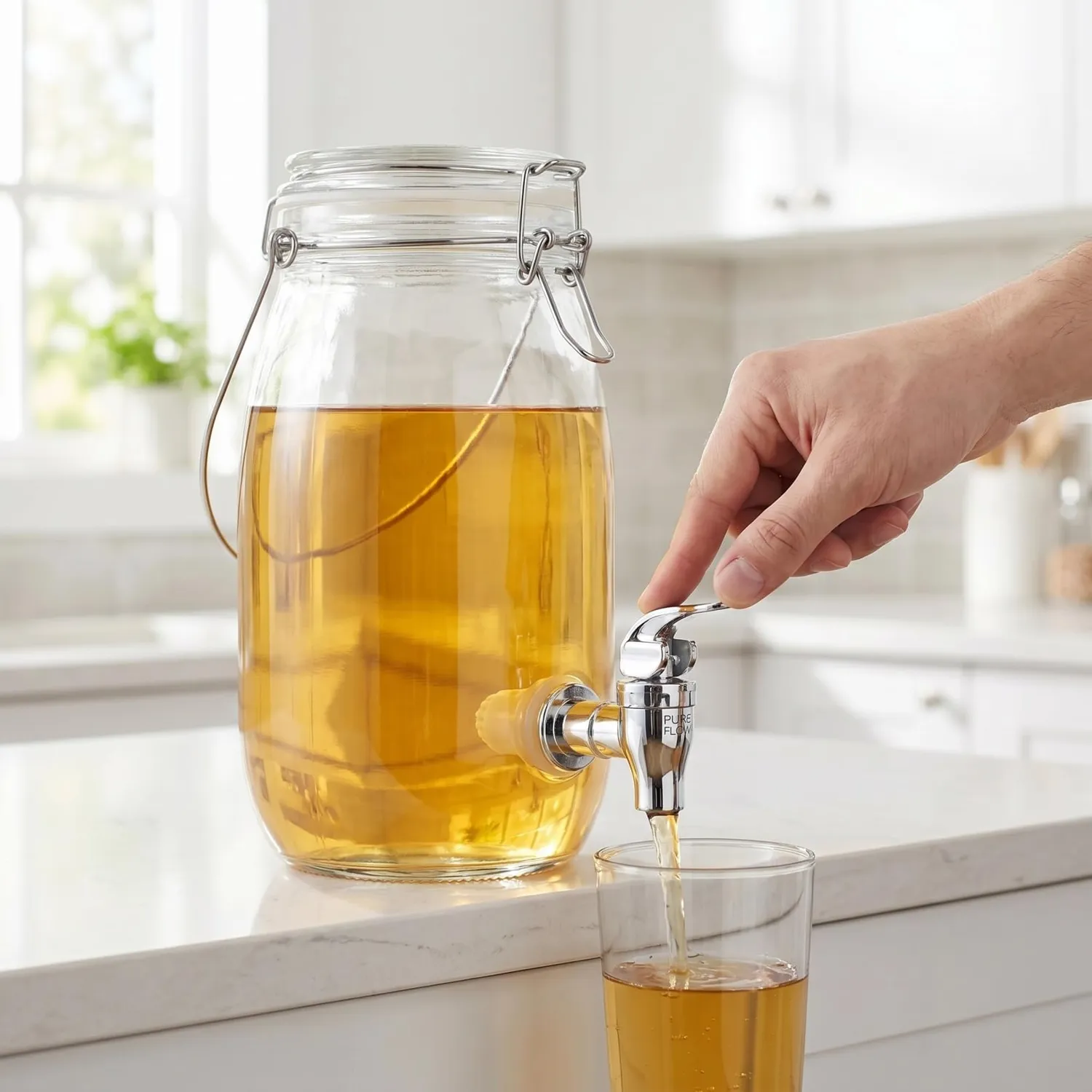 Angoily dispenser bevande vetro 1 l con rubinetto trasparente