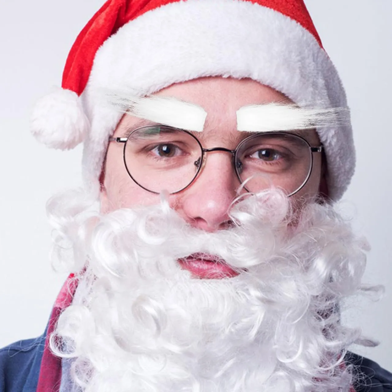 Angoily sopracciglia finte Babbo Natale bianche autoadesive 2 pezzi