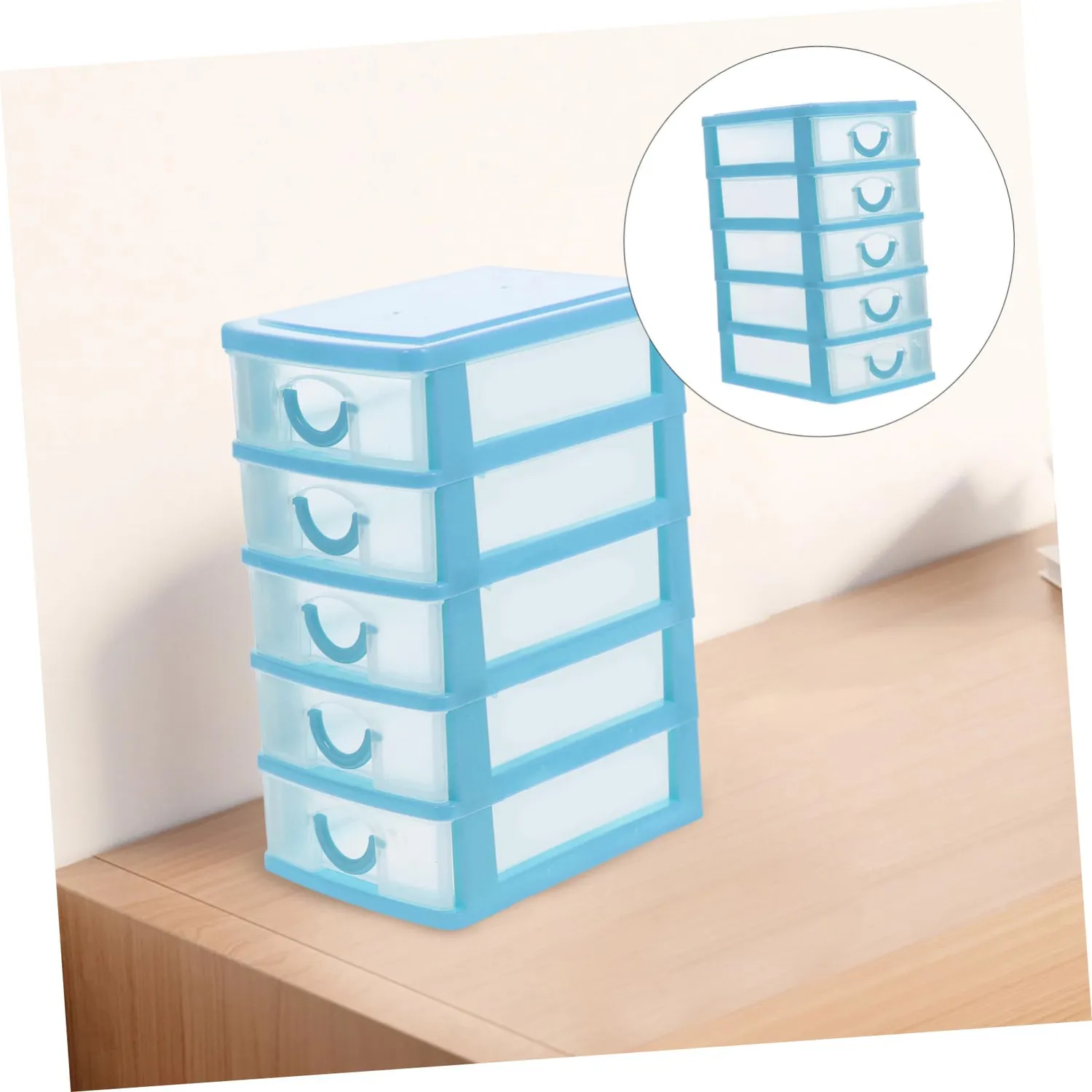 Angoily Minicassettiera 5 Cassetti Plastica Trasparente