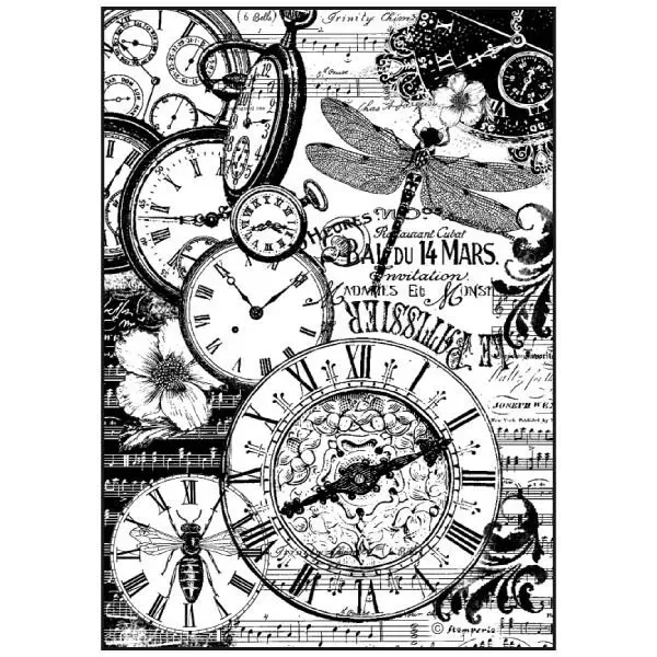 Deco Foam Carta di Riso Orologi A4 28 g Decoupage
