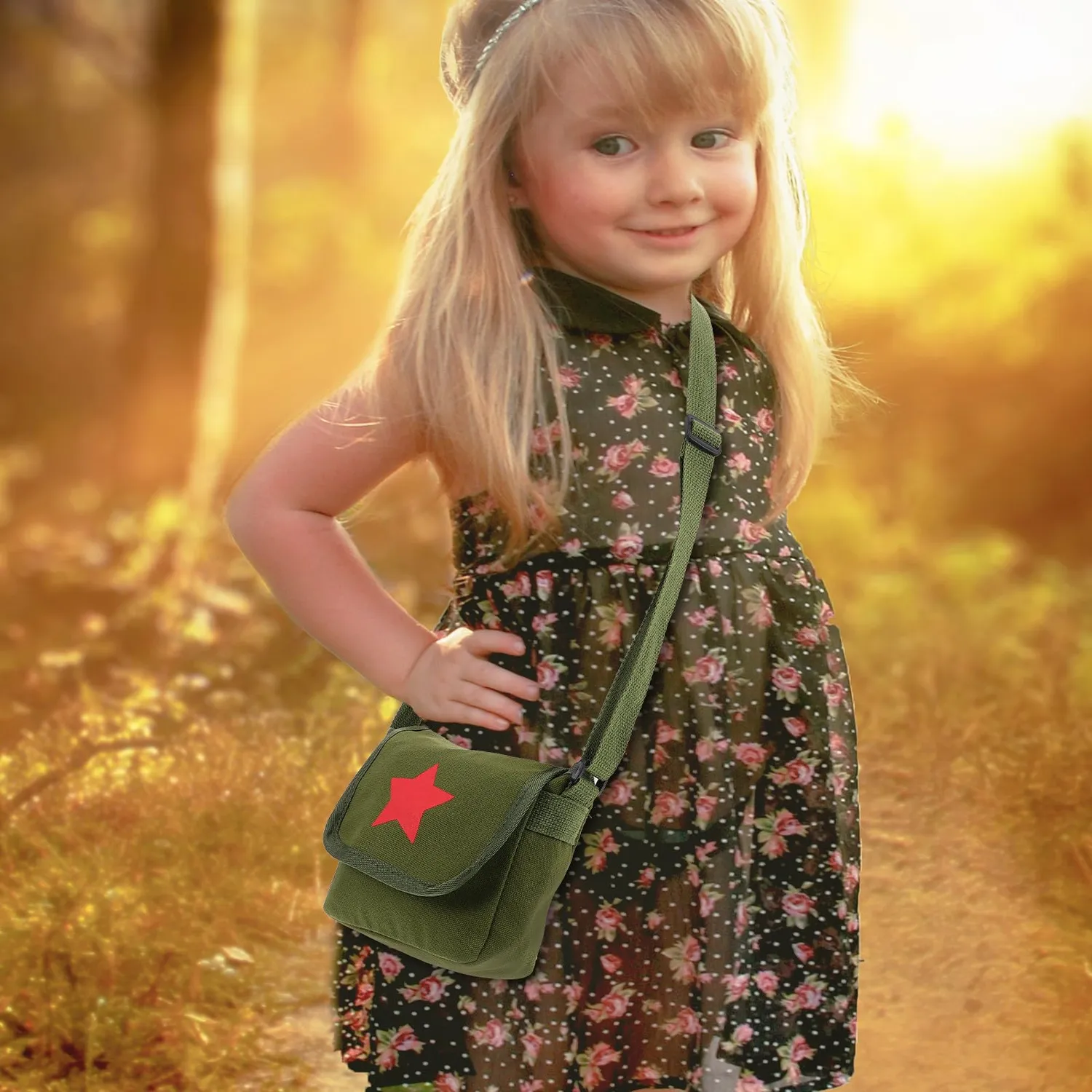 Angoily Borsa Tracolla Canvas Stella Verde 21,5 cm Ragazzi