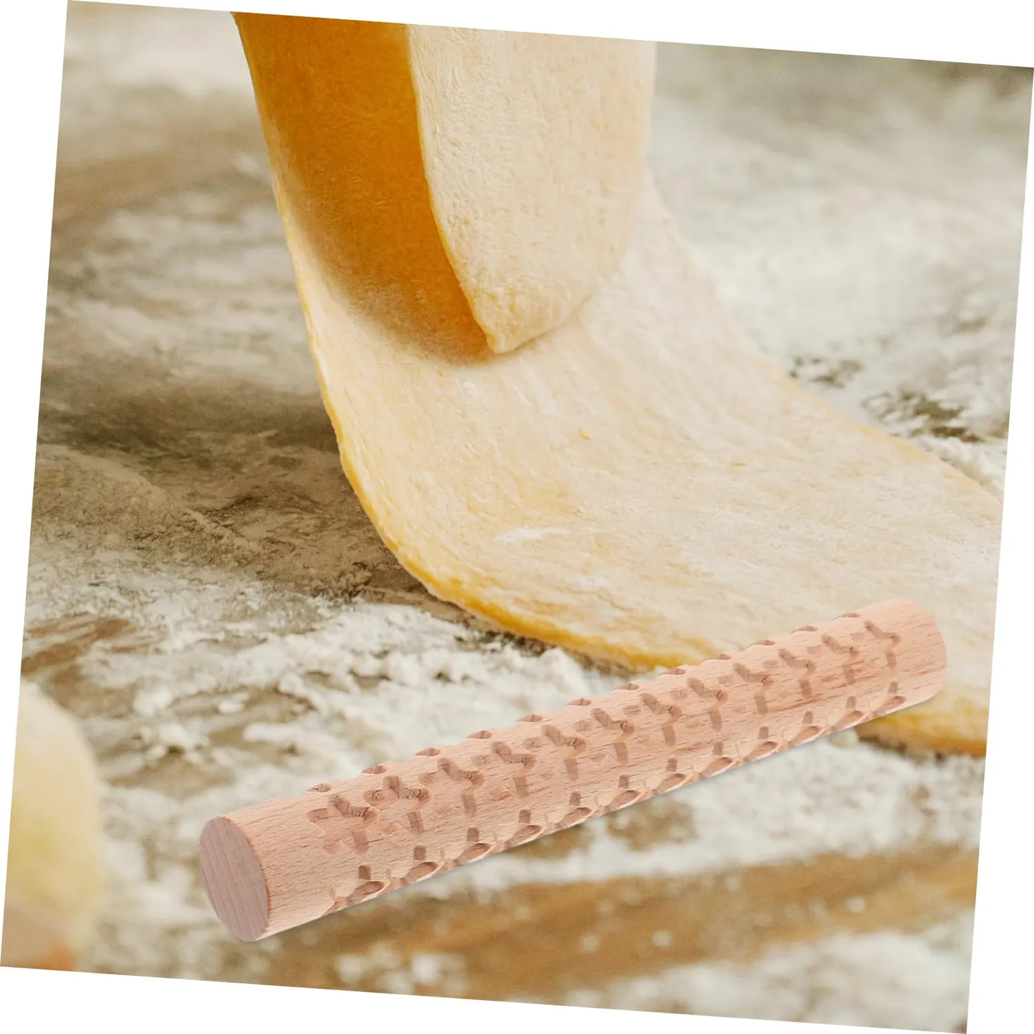 Angoily Mattarello in Legno Stella per Biscotti e Pasta