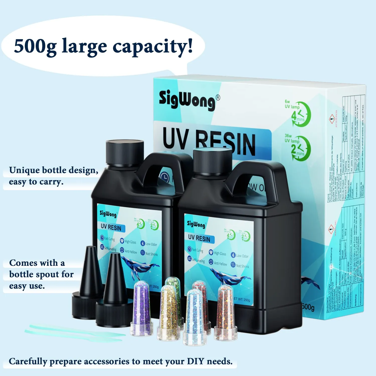 Sigwong Resina UV Trasparente resina UV 500g cristallina
