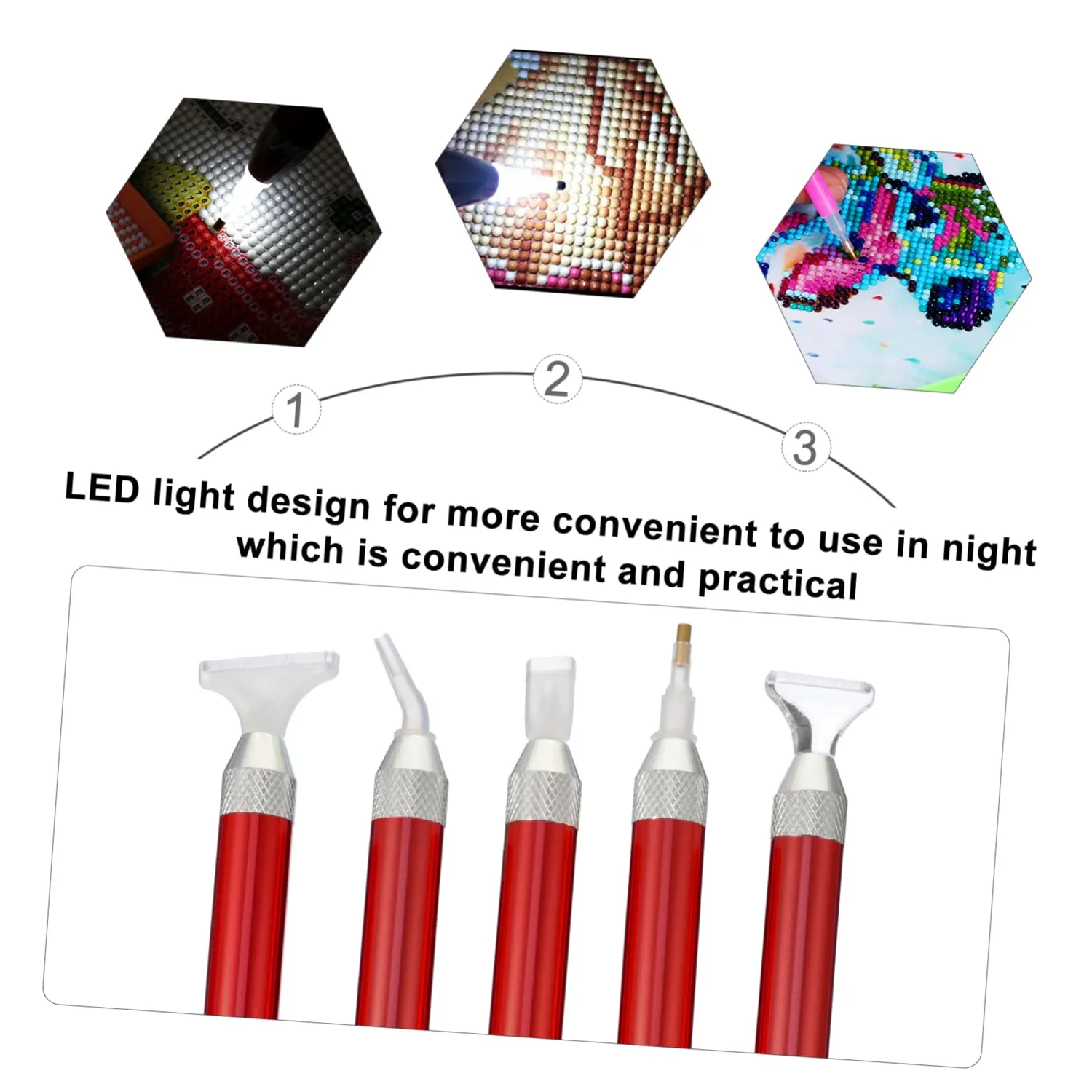 Angoily penne diamond painting luminose 5 pezzi rosse