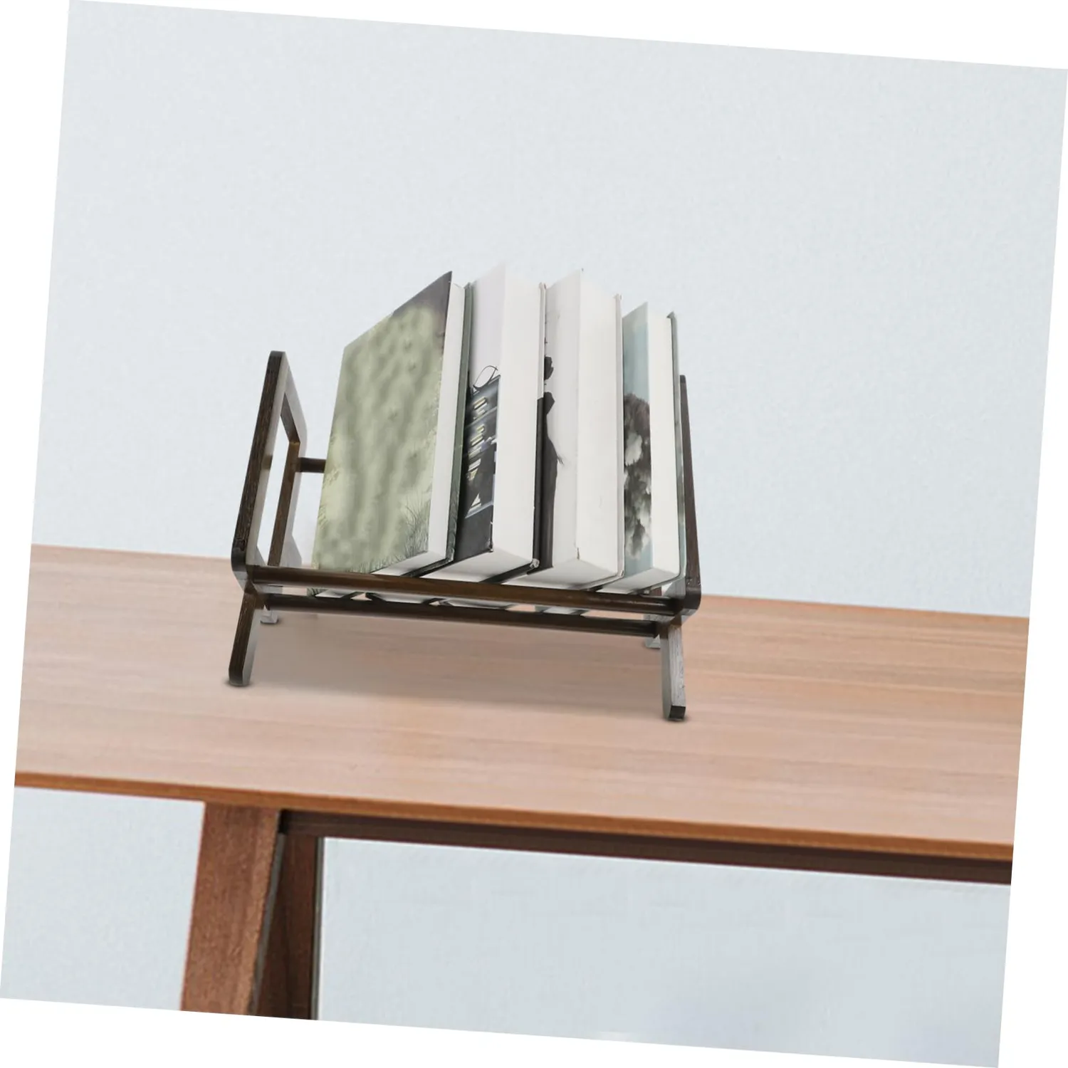 Angoily organizer libri scrivania bambù marrone scuro
