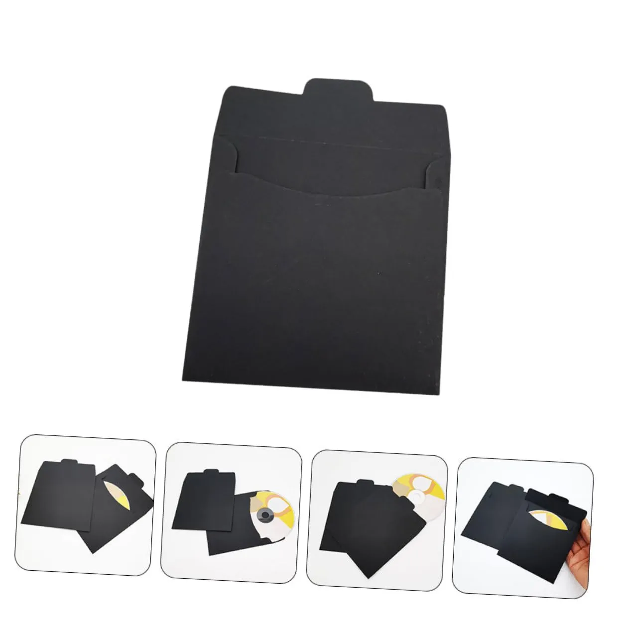 Angoily buste per CD nere 100 pezzi in carta resistente