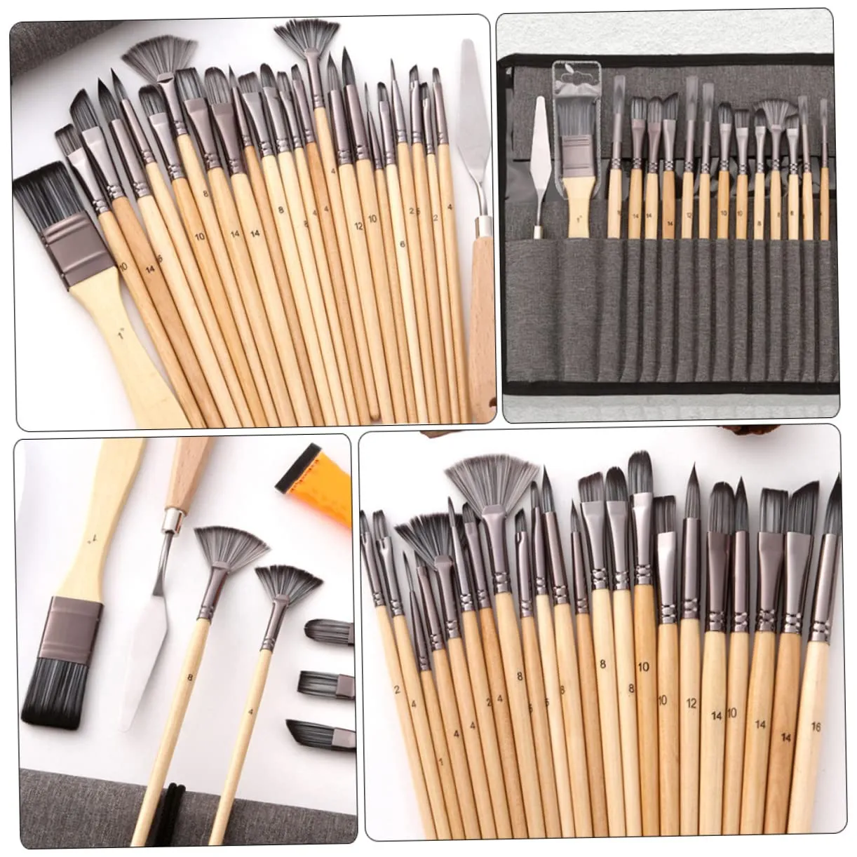 Angoily set 24 pennelli pittura nylon punte assortite