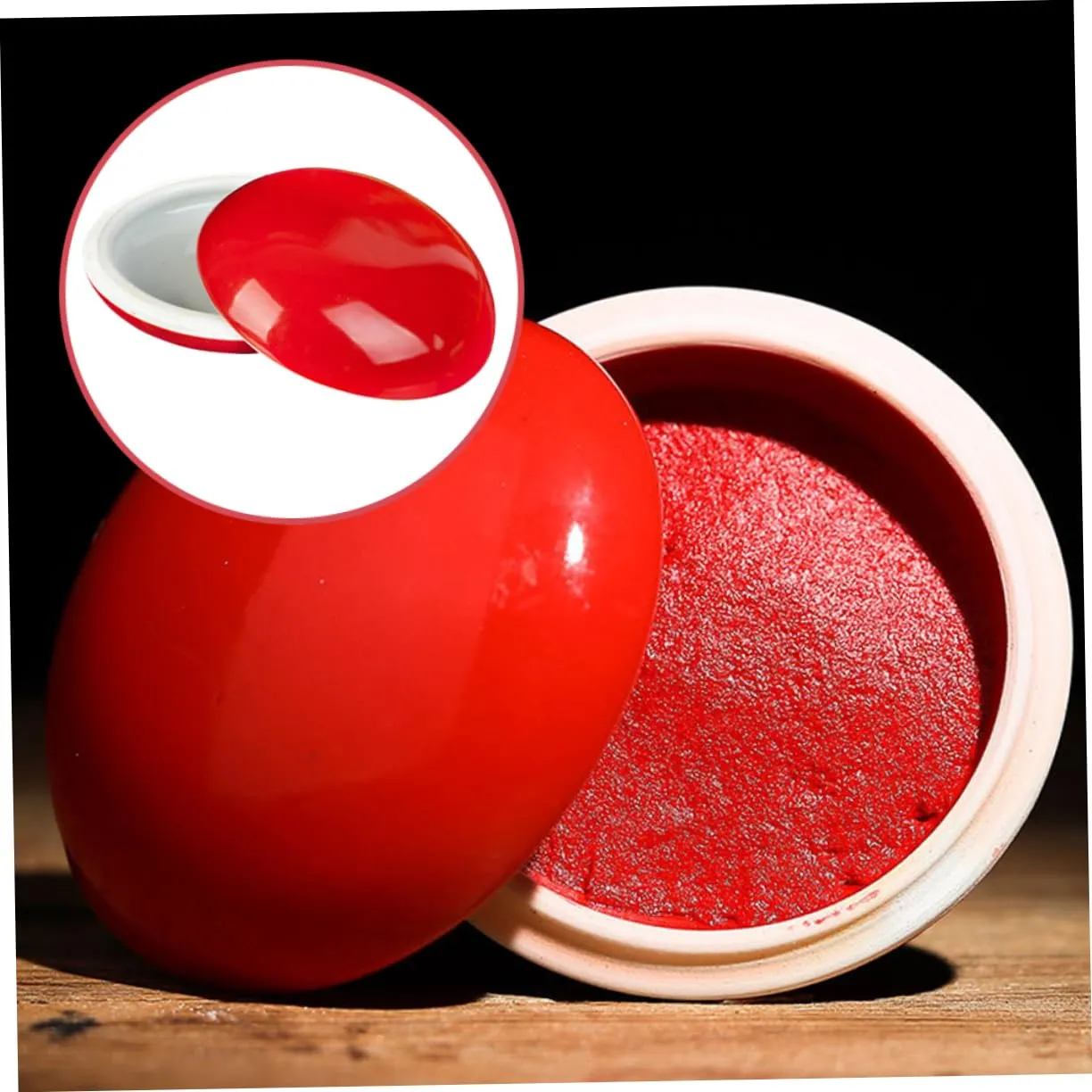 Angoily Scatola Inchiostro scatola ceramica rossa 7,9 cm 1 pezzo