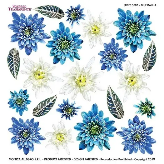 Sospeso Blue Dahlia foglio gelatina stampata fiori